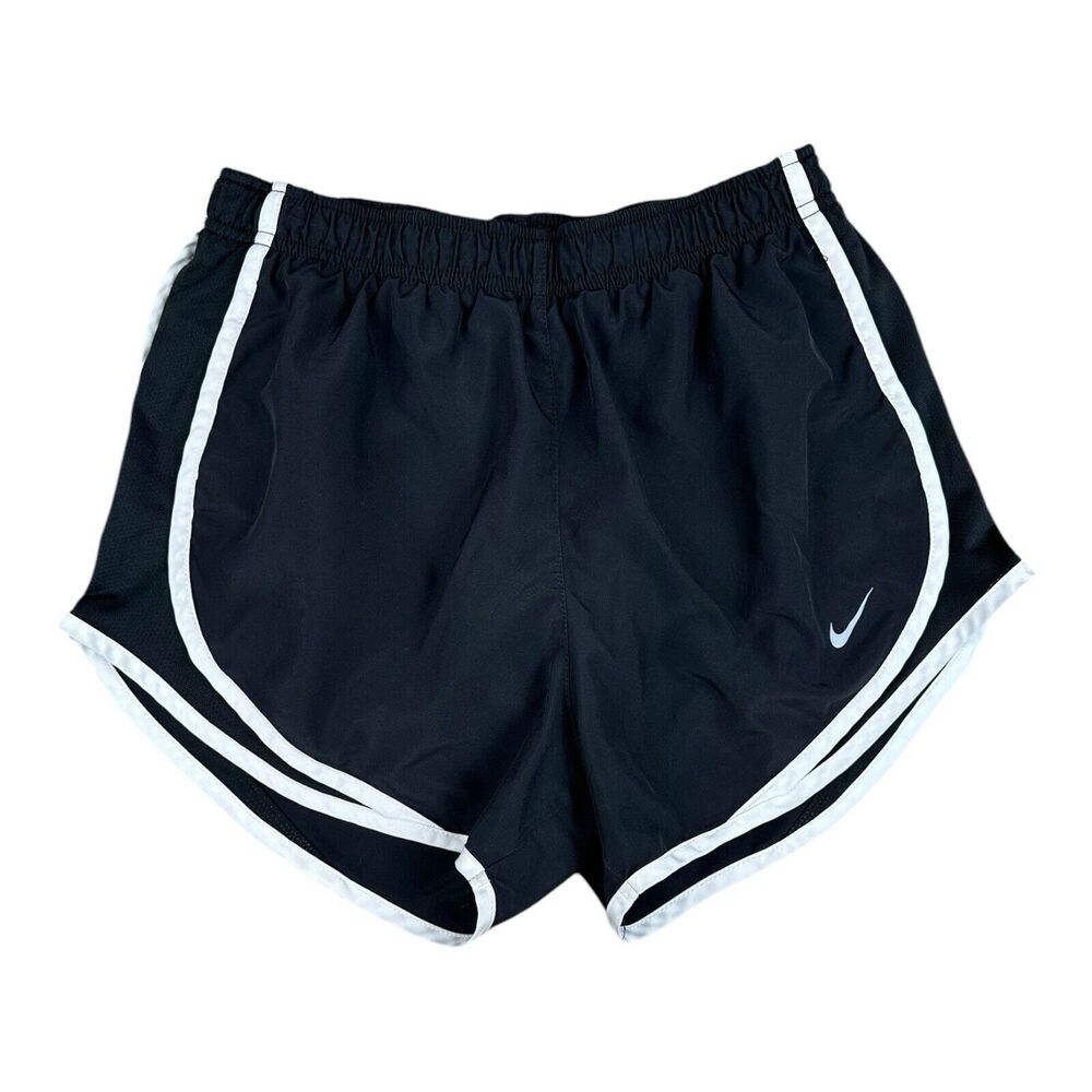 Nike Women’s SMALL Running Shorts Black Dri Fit Lined Drawstring Gym Workout